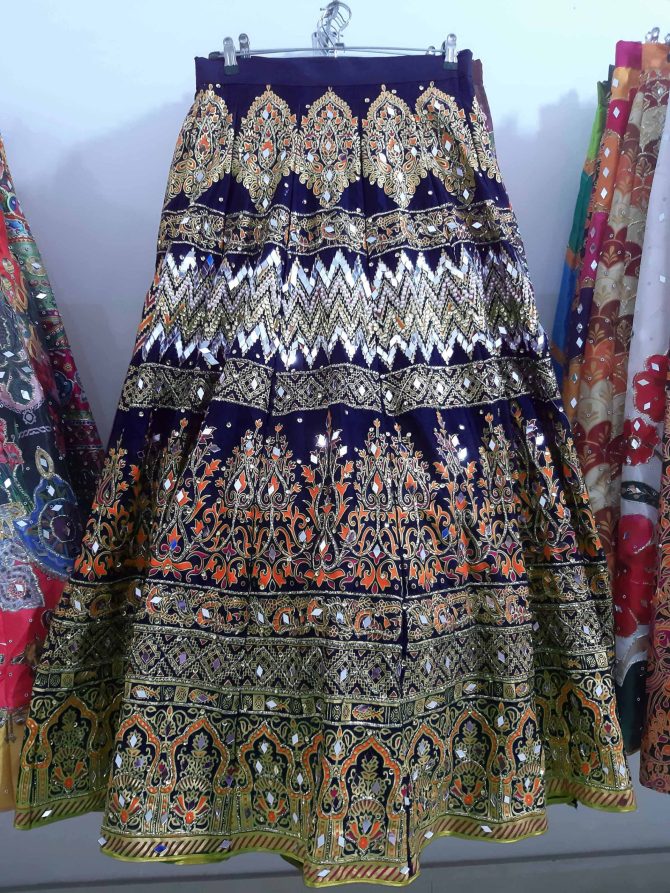 Printed Navy Blue Lehnga.