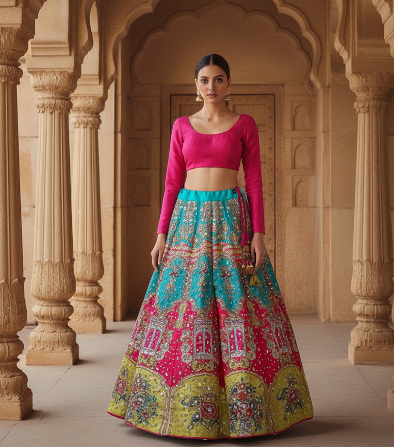 Digital Printed Lehnga.